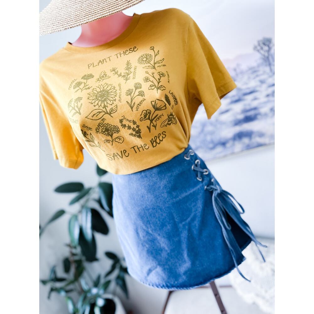Golden Wildflower Fields & Save The Bees Pollinator Cottagecore Meadow Tee View 6
